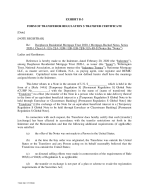 Fillable Online EXHIBIT B3 FORM OF TRANSFEROR CERTIFICATE FOR TRANSFER ...