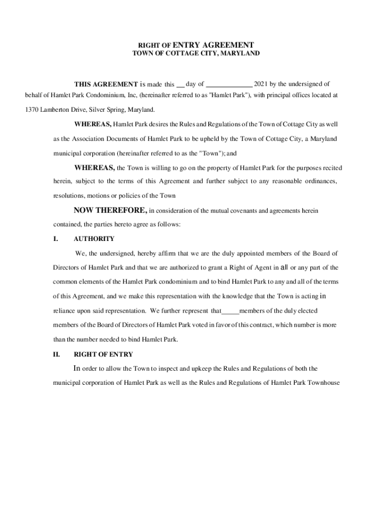 Fillable Online Right of Entry AgreementLegal Beagle Fax Email Print ...