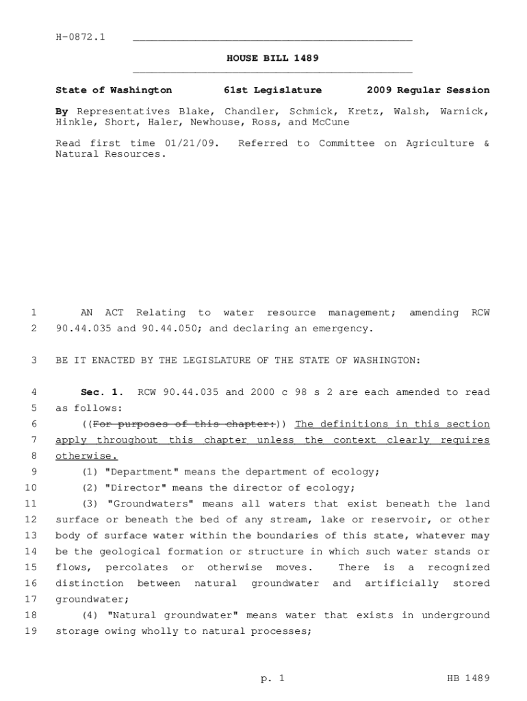 Fillable Online apps leg wa H0872.1 HOUSE BILL 1489 State of Wa Fax