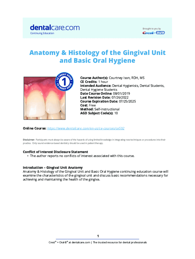 Fillable Online Anatomy & Histology of the Gingival Unit and Basic Oral