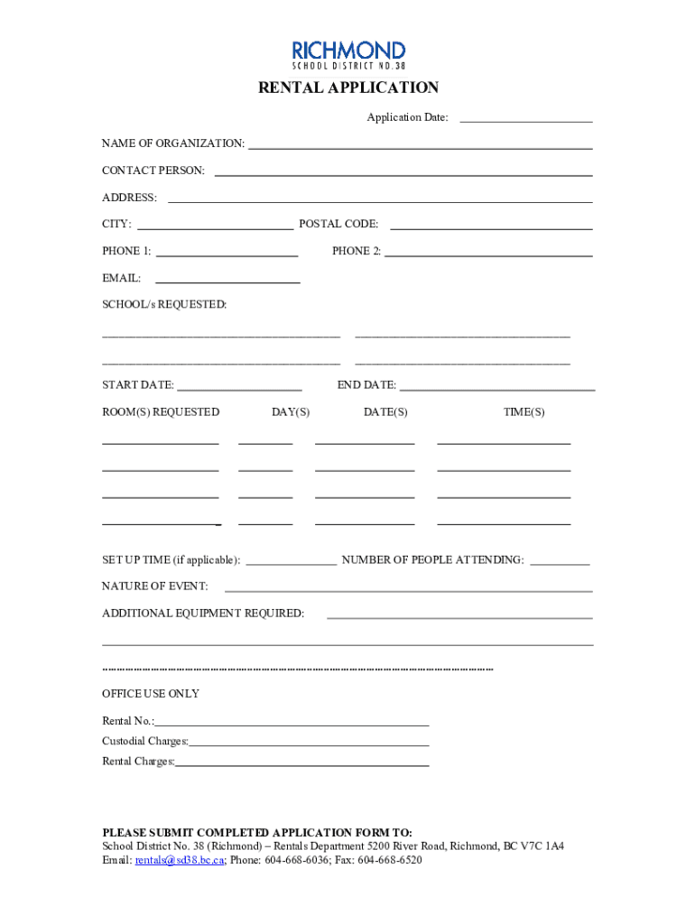 Fillable Online Sd38 Bc Bc Rental Application Fill And Sign Printable 