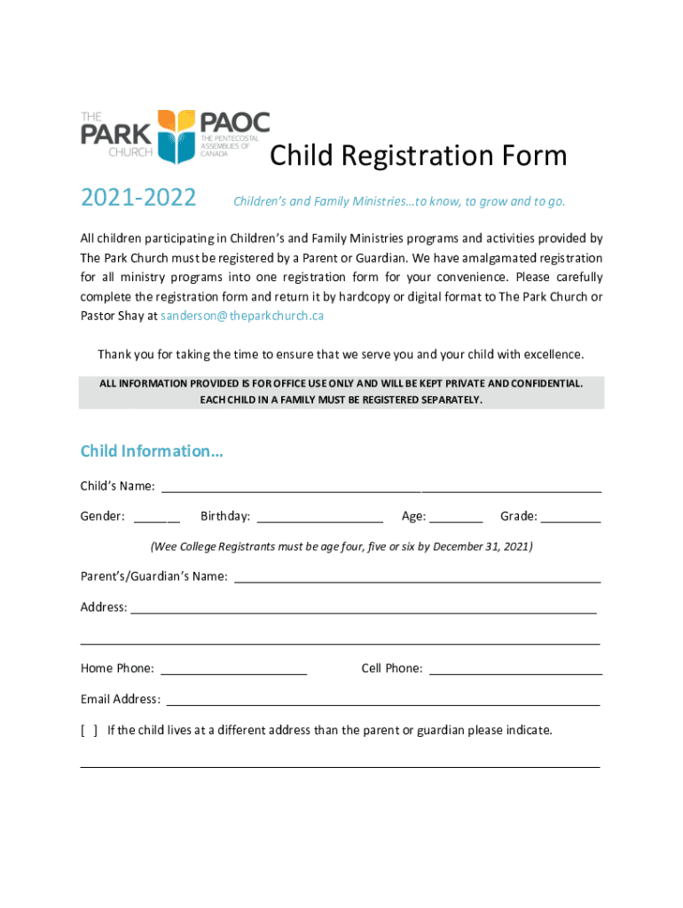Fillable Online Child Care Registration Form TemplateJotform Fax Email