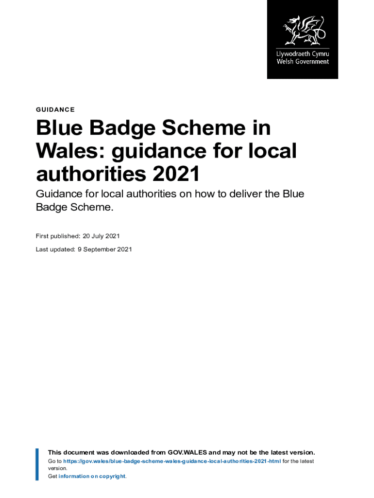 Fillable Online The Blue Badge Scheme rights and responsibilities in