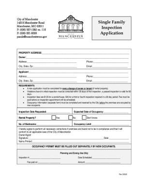 Fillable Online Single Family Inspection Application Fax Email Print ...