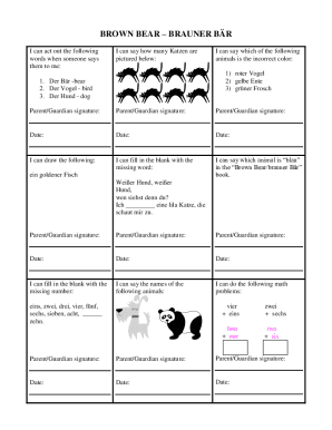 Brown Bear Language Activity Form