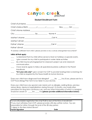 Fillable Online Student Enrollment Form TemplateJotformStudent ...