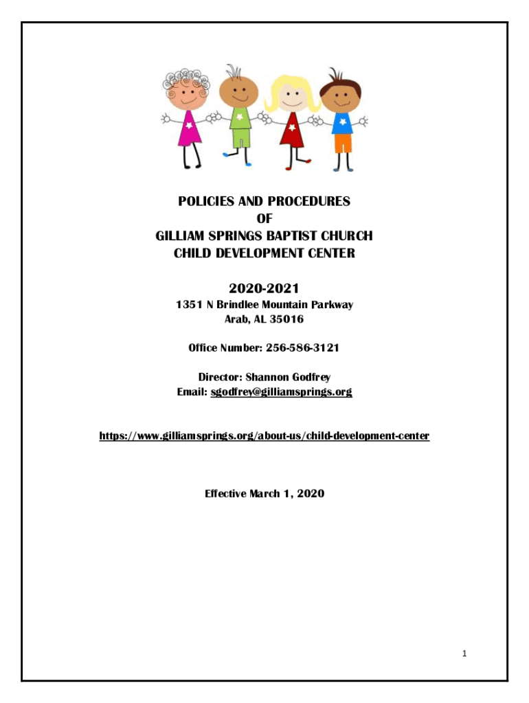 Fillable Online POLICIES AND PROCEDURES OF GILLIAM SPRINGS BAPTIST