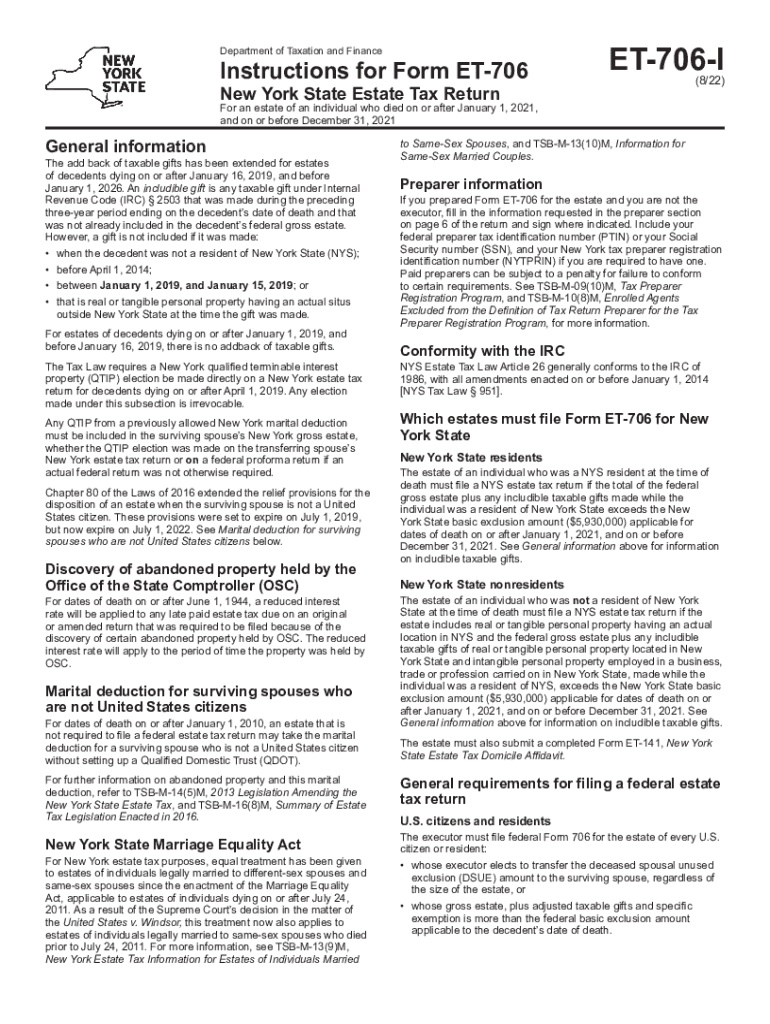 Fillable Online Instructions for Form ET706 ET706I Government of New YorkNew York State