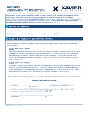 2022-2023 Verification Worksheet