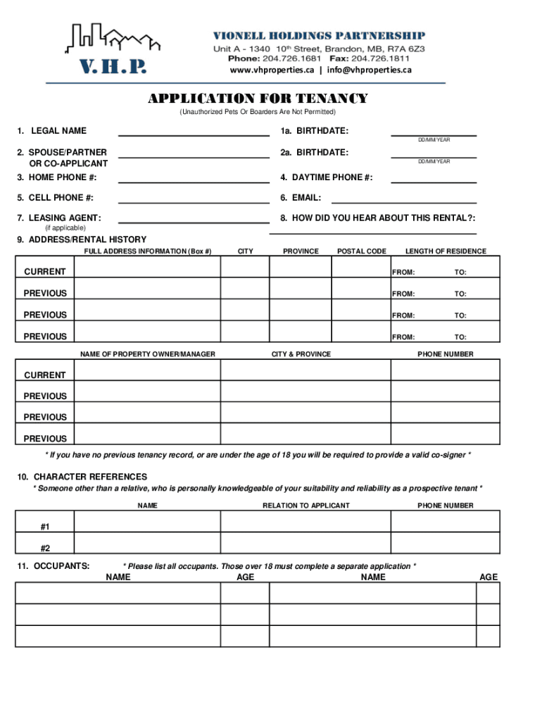 Fillable Online landlordbc.ca wpcontent uploadsAPPLICATION FOR TENANCY
