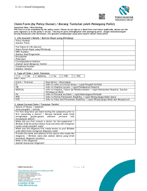 Death Claim Form (by Policy Owner) Borang Tuntutan Kematian (oleh ...