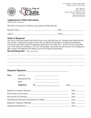 Application for Public Information Notice to Requestor Records ...