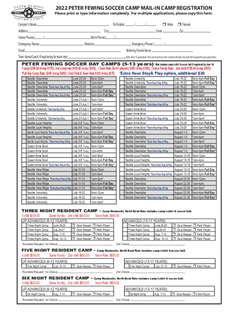 peterfewingsoccercamp images1PF REGISTRATION2022 PETER FEWING SOCCER CAMP MAIL-IN CAMP REGISTRATION Preview on Page 1