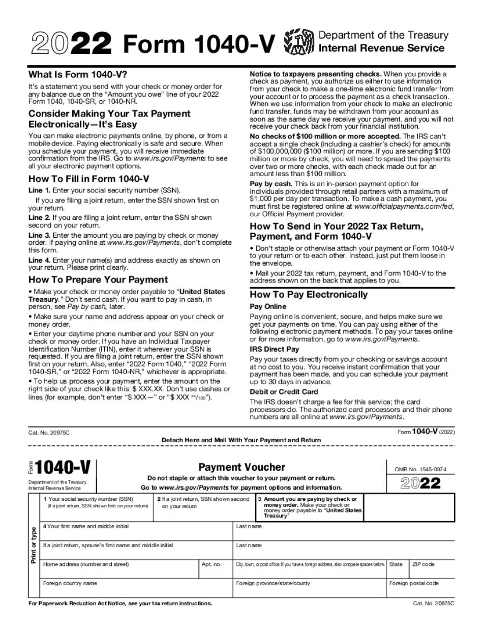 Type On Form 1040-V IRS Online