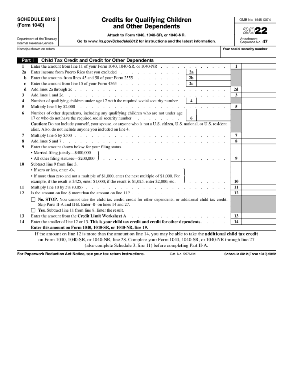 Form 8812 2023 Fill Online Printable Fillable Blank