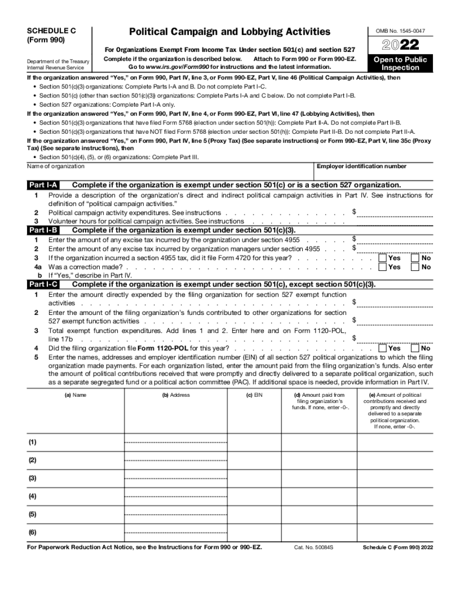 Fill In Form 990 Or 990-EZ - Schedule C