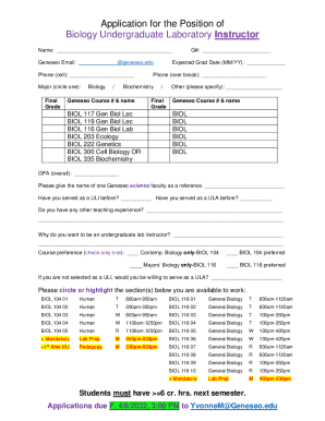 Fillable Online bulletin.geneseo.edupreviewprogramProgram: Biology, B.S ...