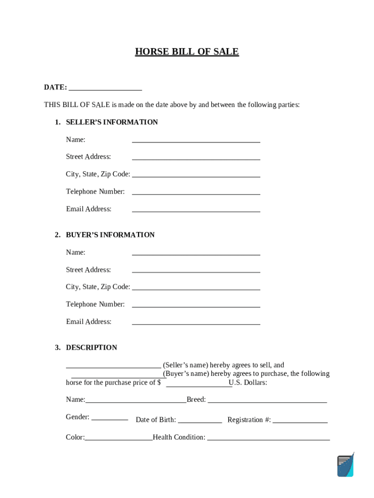 42 Printable Horse Bill Of Sale S Templates Doc Template PdfFiller 42-printable-horse-bill-of-sale-s-templates-doc-template-pdffiller