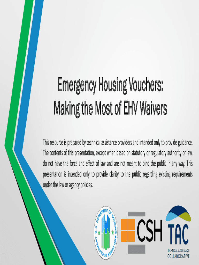 Fillable Online Emergency Housing VouchersHUD.gov / U.S. Department of