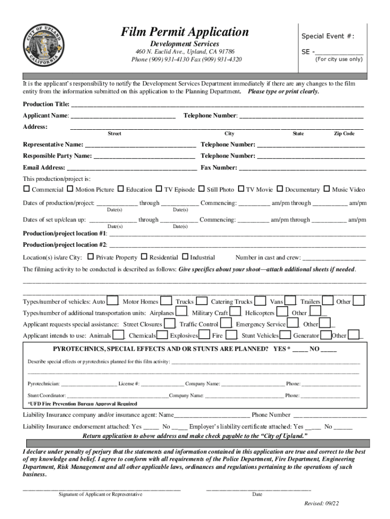 california application film permit city Preview on Page 1