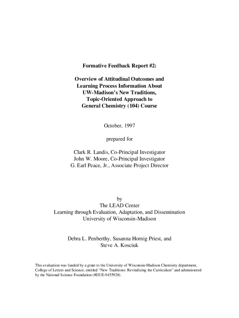 Fillable Online Formative Feedback Report 2. Evaluation of revised ...