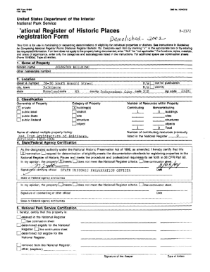 Fillable Online mht maryland 'ational Register of Historic Places B ...