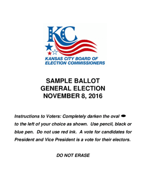 Fillable Online Review Sample Ballots - LouisianaKansas Sample Ballot ...