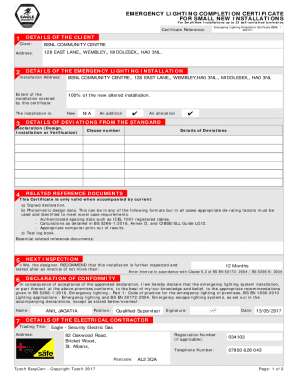 Emergency Lighting Certificate Form - signNow