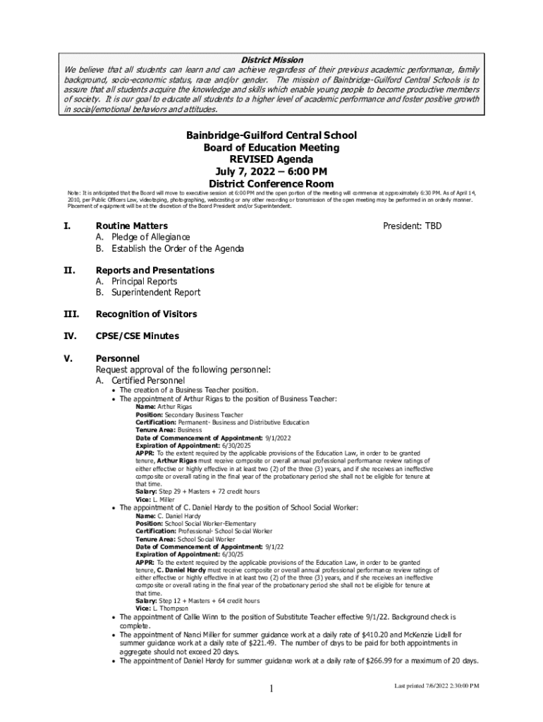 Fillable Online How To Write a School District Mission Statement Fax