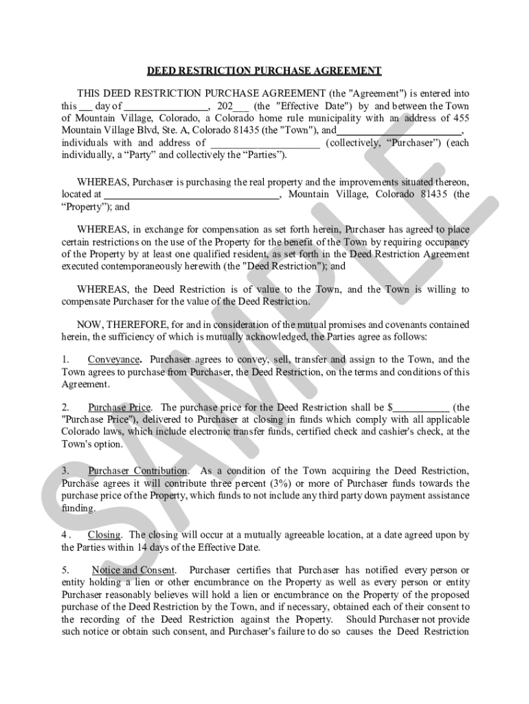 Fillable Online community housingYES Deed Restriction Program Town of