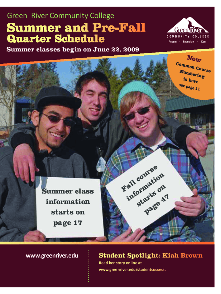 Fillable Online digitalarchives wa Class Schedules & Catalog Green