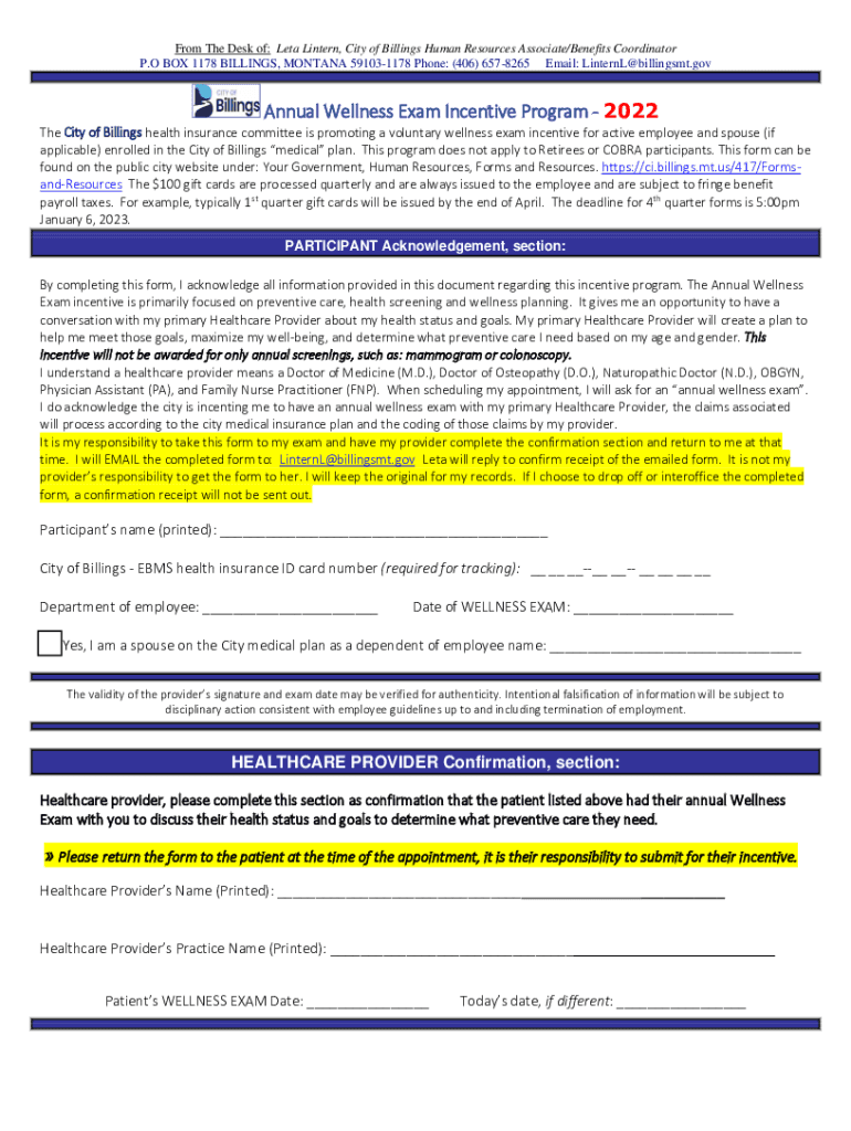 Fillable Online Primary Care Annual Wellness Exams Banner HealthAnnual