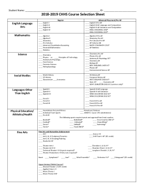 Fillable Online 2018 2019 CHHS Course Selection Sheet Cedar Hill ISD Fillable Online 2018 2019 CHHS Course Selection Sheet Cedar Hill ISD