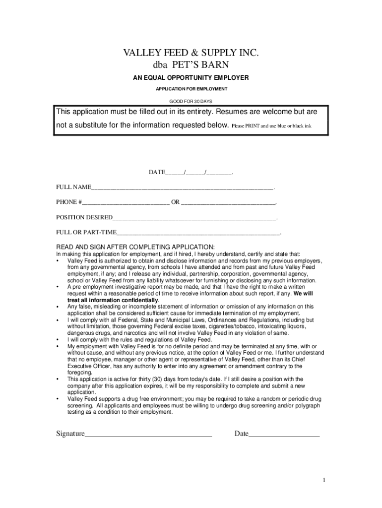 VALLEY FEED andamp; SUPPLY INC - Pet's Barn Preview on Page 1