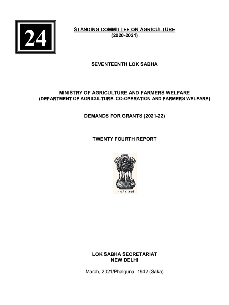 Fillable Online STANDING COMMITTEE ON AGRICULTURE, ANIMAL HUSBANDRY AND