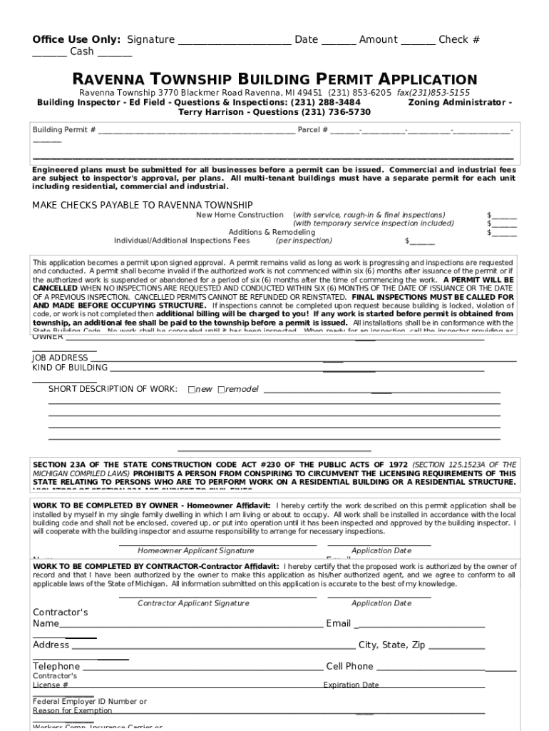 Zoning Department Ravenna Township Doc Template pdfFiller