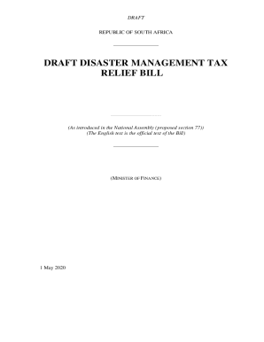 Fillable Online pmg org DRAFT DISASTER MANAGEMENT TAX RELIEF BILL ...