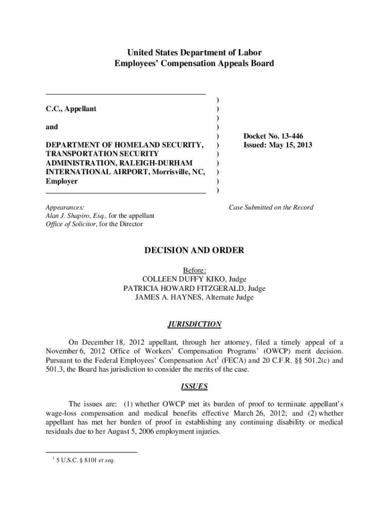 Fillable Online Employees' Compensation Appeals Board EFILE.DOL.GOVHow