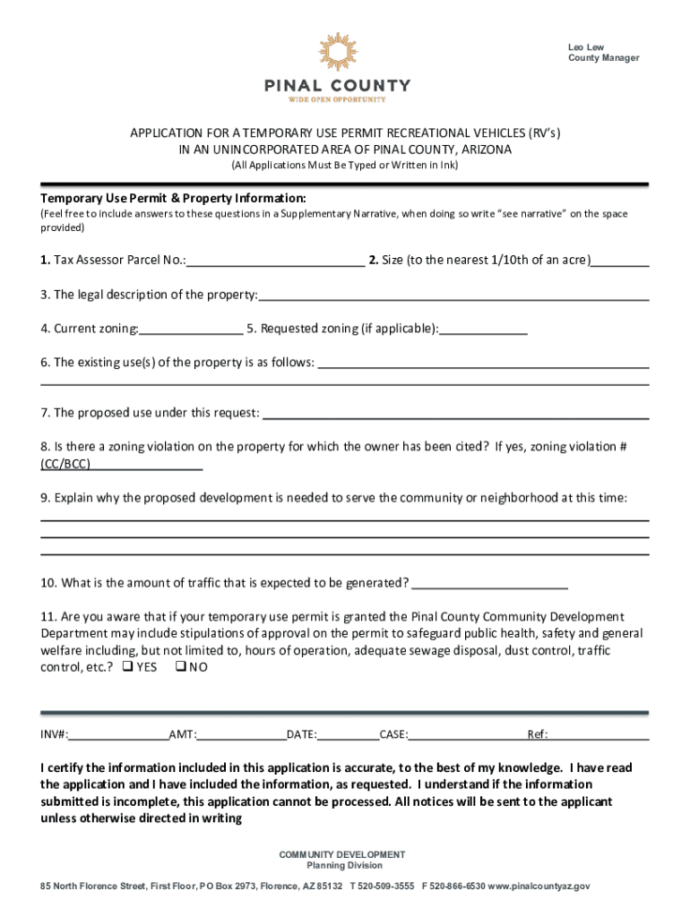 arizona temporary use permit Preview on Page 1