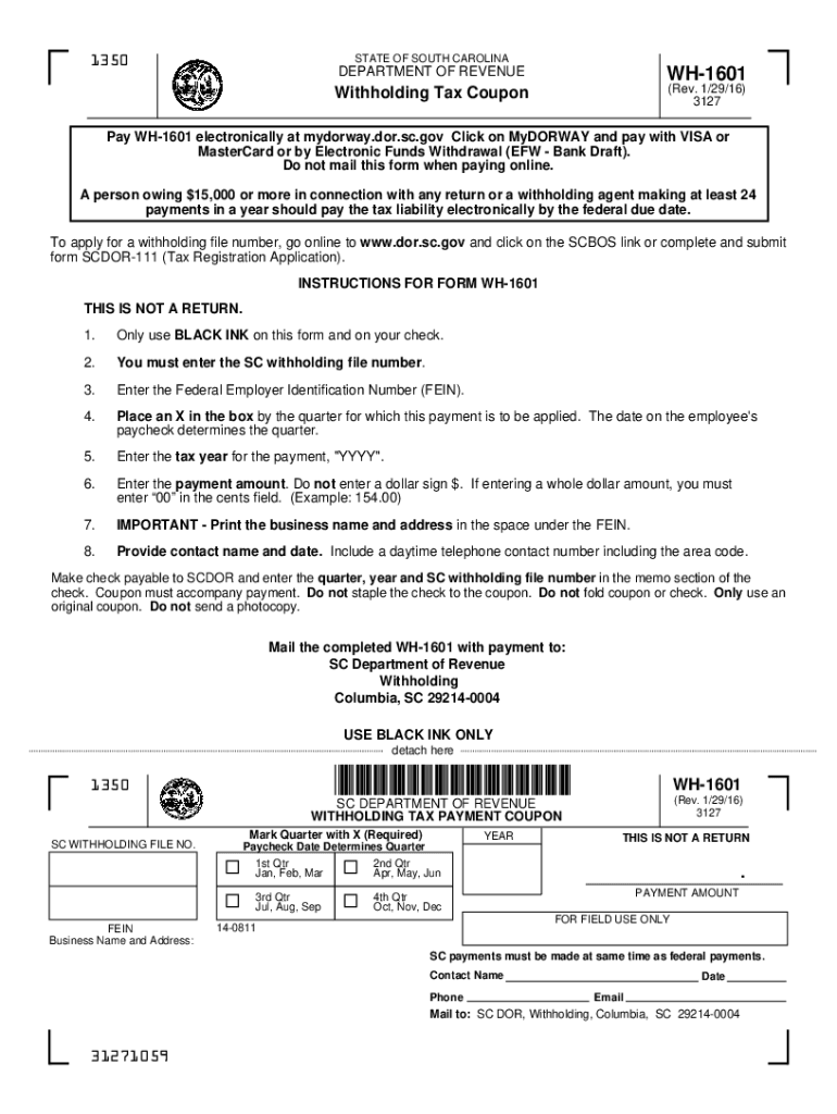 1350 STATE OF SOUTH CAROLINA DEPARTMENT OF REVENUE PT-401-I PROPERTY Preview on Page 1