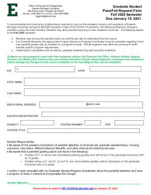 Fillable Online Graduate Student Pass/Fail Request Form Fall 2020 ...