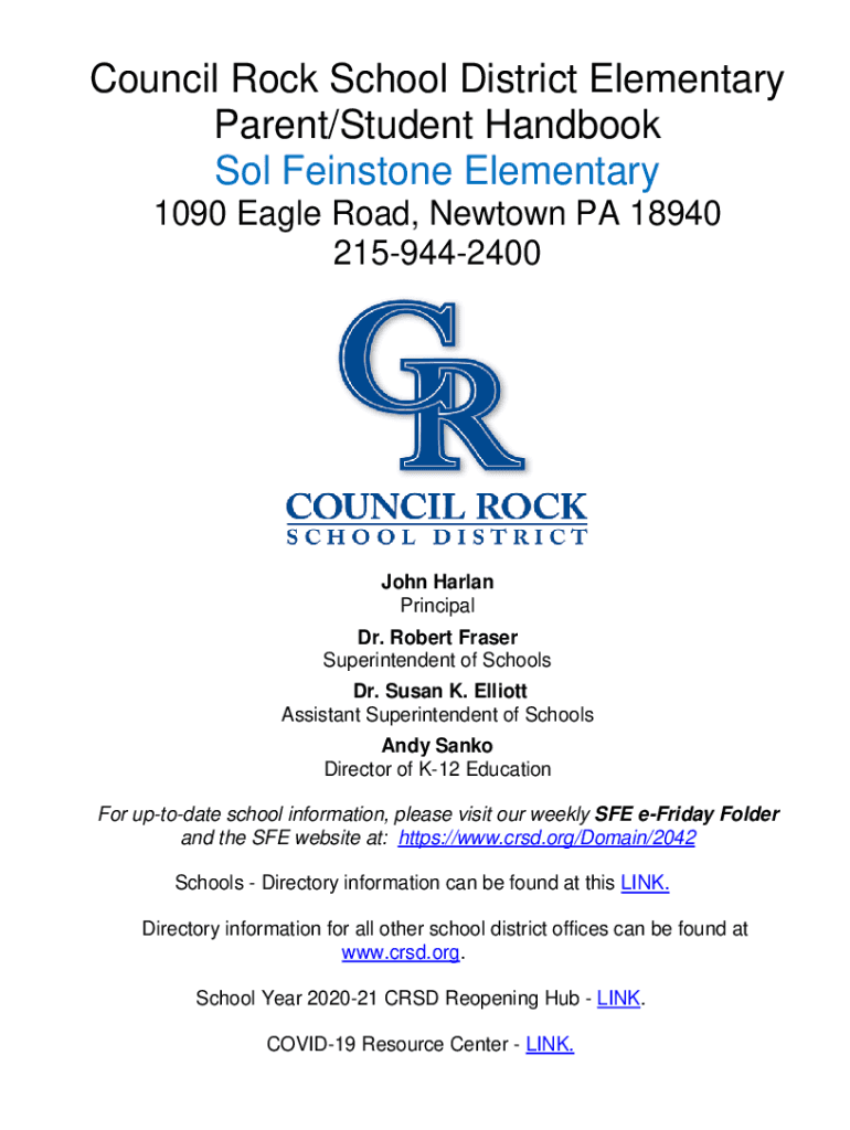 Fillable Online Council Rock School District 20222023 Parent/Student