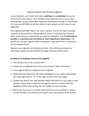 Fillable Online Jackson Science Fair Project Logbook Fax Email Print ...