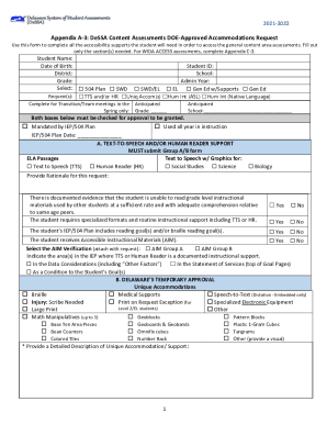 Appendix A-3: DeSSA Content Assessments DOE-Approved Accommodations Request
