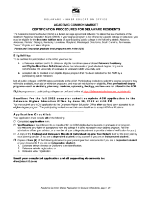 ACADEMIC COMMON MARKET CERTIFICATION ...