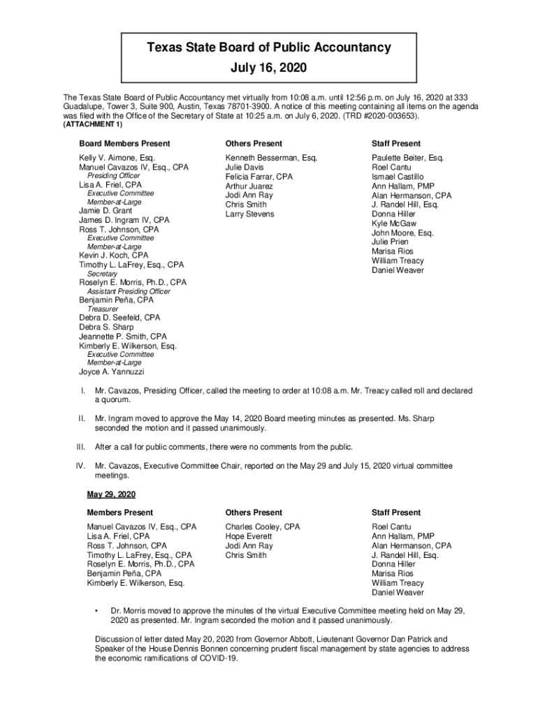 Fillable Online The Texas State Board of Public Accountancy Rules of