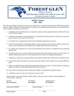 Fillable Online Athletic Contract Fax Email Print - pdfFiller