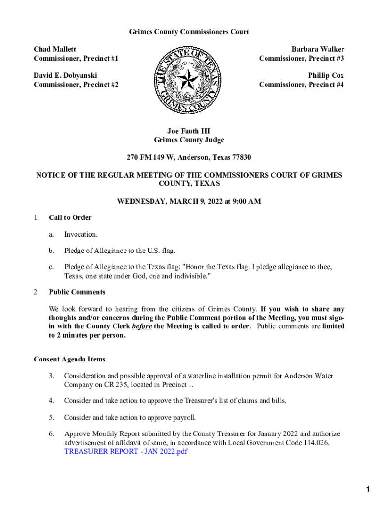 Fillable Online Grimes CountyGrimes County Court at LawCommissioner #39 s Fillable Online Grimes CountyGrimes County Court at LawCommissioner #39 s