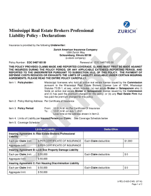 Mississippi Real Estate Brokers Professional Liability Policy ... - MS