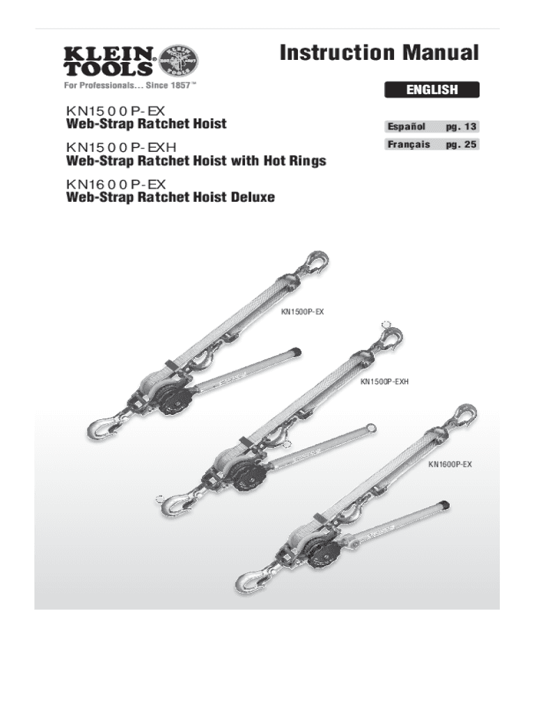 Fillable Online Strap Ratchet Hoist with Hot Rings KN1500PEXH
